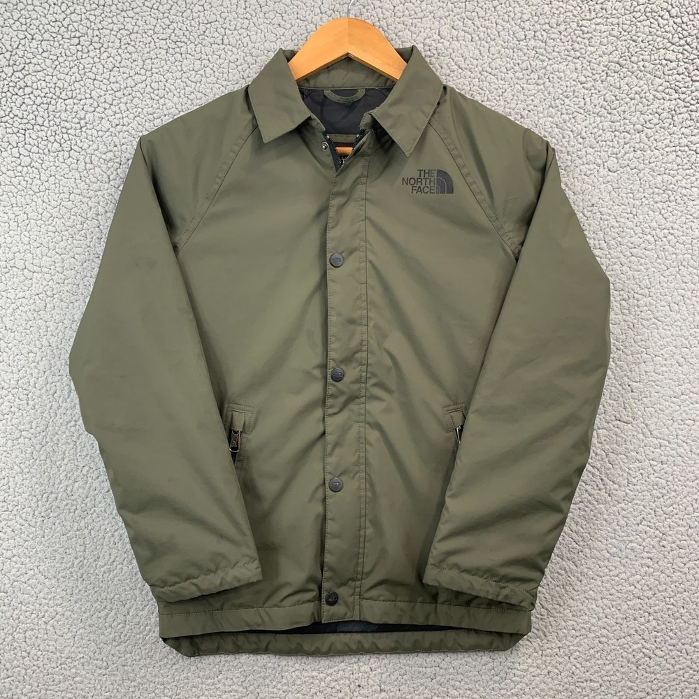 The North Face Boys Medium Jacket Green 10/12 M Soft Shell Snap Front